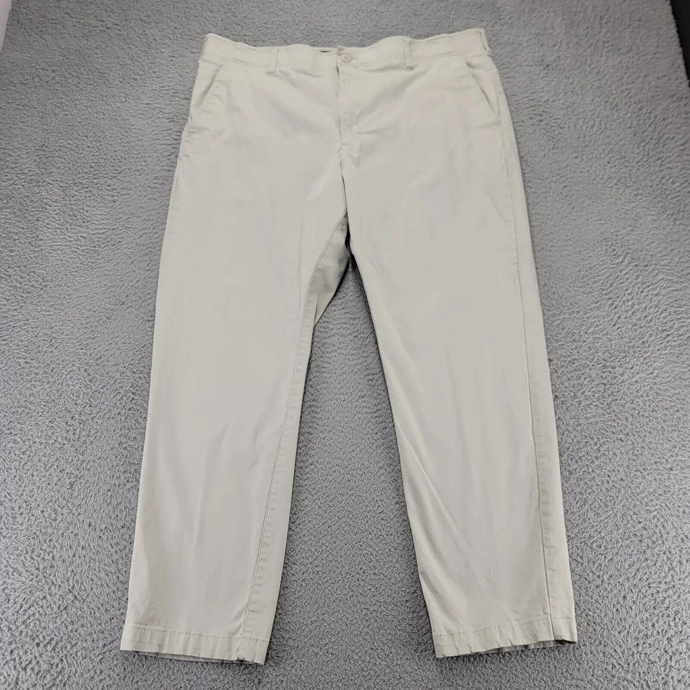 Lee X-treme Comfort Pants Mens 42x30 Tan Chino Twill Stretch Flat Front Straight
